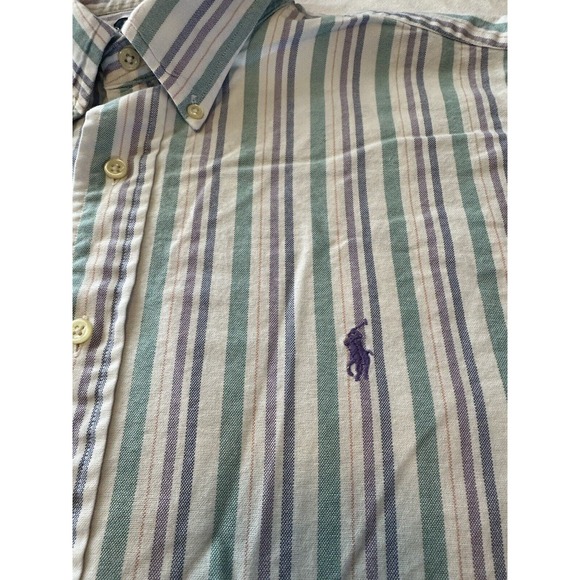 Ralph Lauren Classic Fit purple/blue/green Striped purple Pony Button XXL Shirt - Picture 3 of 10